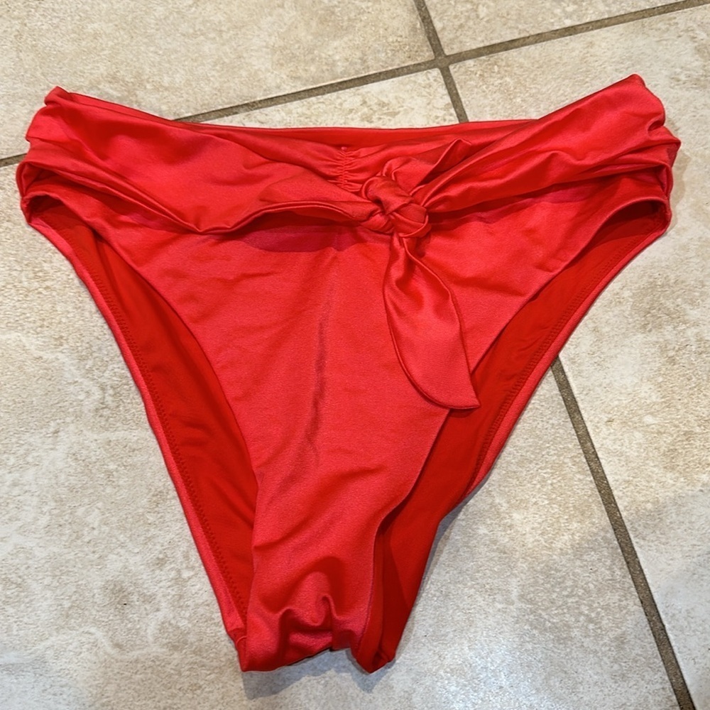 NEW! Victoria’s Secret Shiny Knotted High Rise Bikini Bottoms M - Picture 2 of 6
